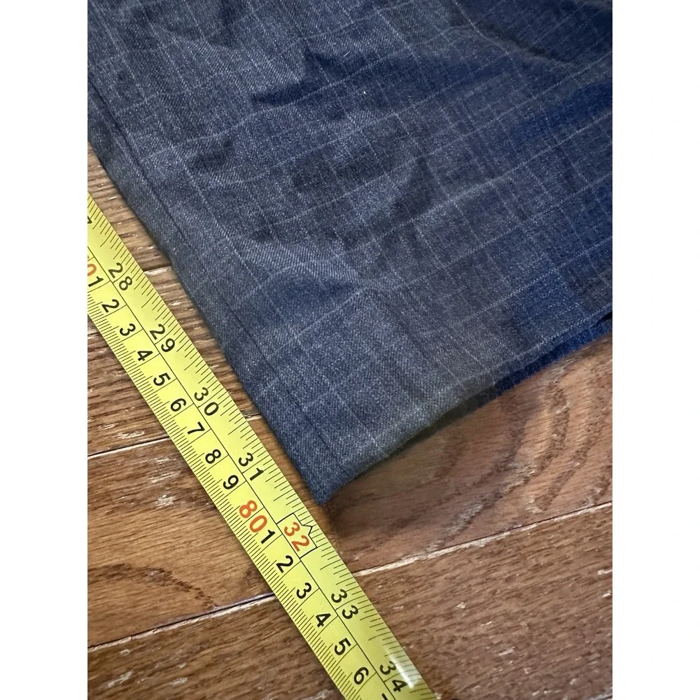 Lauren Ralph Lauren Men 35R 100% Wool Flat Front Pants Gray‎ Plaid 33
